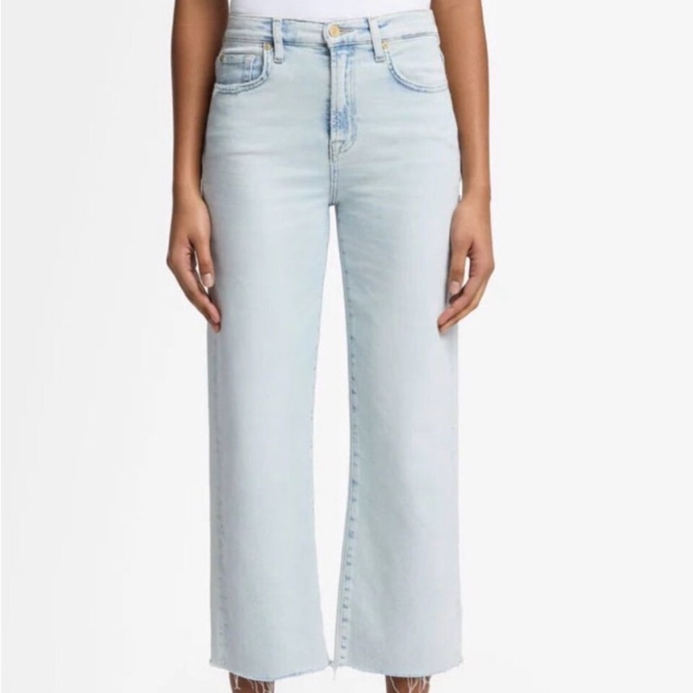 7 For All Mankind Cropped Alexa Lux Vintage Light Wash Flare Jeans Size 32